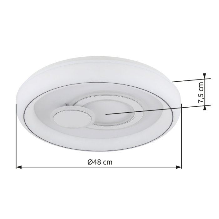 Plafoniera LED Ruiz, metal alb mat, acril opal, plastic opal, inel cromat, 48W  CCT 2700/4000/6000K [5]