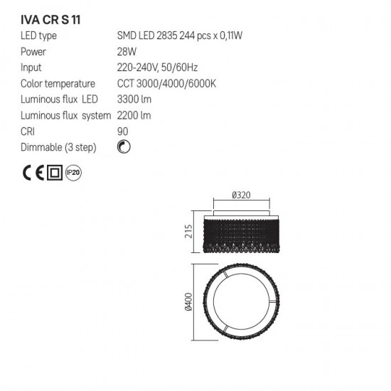 Plafoniera LED Vanesia, 28W IVA CR S 11 [2]