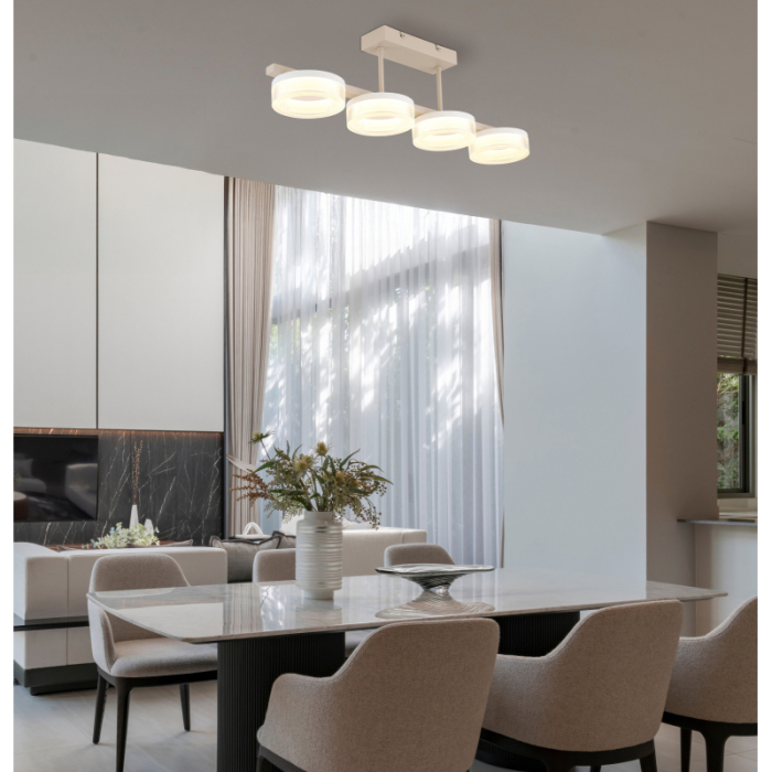Plafoniera LED Zara, metal alb mat, metal de culoare nisip, plastic alb, plastic transparent, 24W 3000K [2]