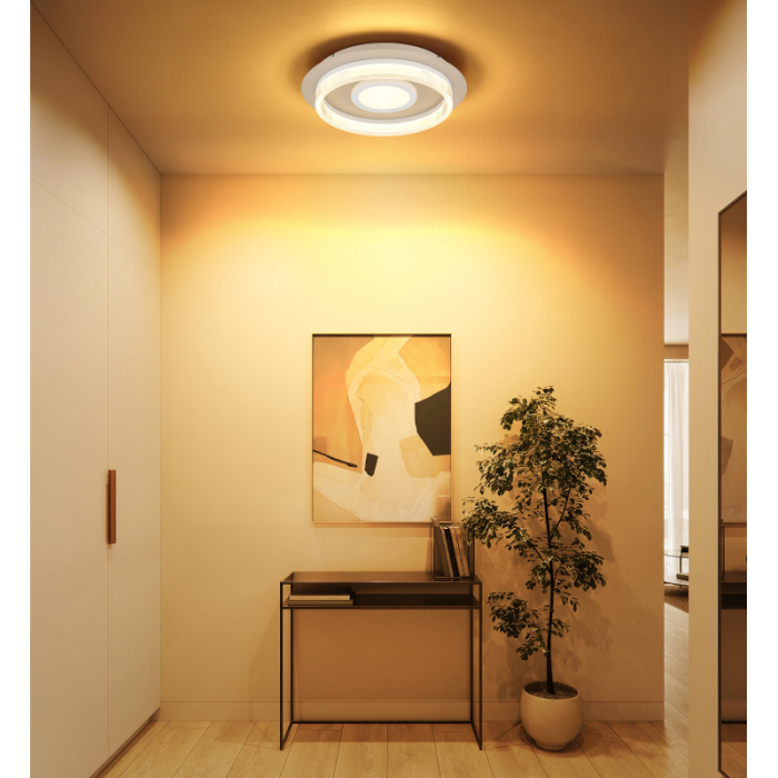 Plafoniera LED Zara, metal alb mat, metal de culoare nisip, plastic alb, plastic transparent, 24W 3000K [2]