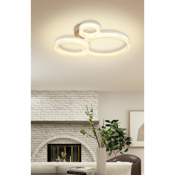Plafoniera LED Zara, metal alb mat, metal de culoare nisip, plastic alb, plastic transparent, 24W 3000K [4]