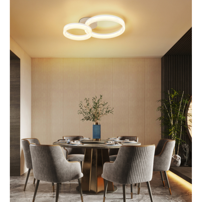 Plafoniera LED Zara, metal alb mat, metal de culoare nisip, plastic alb, plastic transparent, 24W 3000K [2]