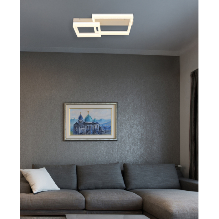 Plafoniera LED Zara, metal alb mat, metal de culoare nisip, plastic alb, plastic transparent, 24W 3000K [2]