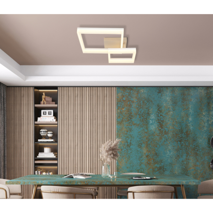 Plafoniera LED Zara, metal alb mat, metal de culoare nisip, plastic alb, plastic transparent, 24W 3000K [2]