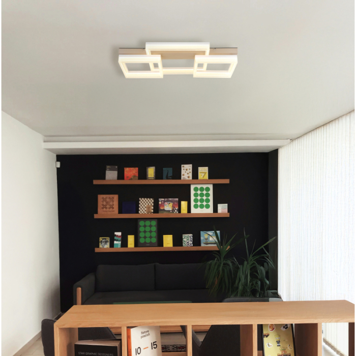 Plafoniera LED Zara, metal alb mat, metal de culoare nisip, plastic alb, plastic transparent, 40W 3000K [2]