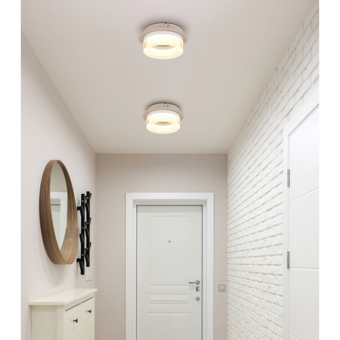 Plafoniera LED Zara, metal alb mat, metal de culoare nisip, plastic alb, plastic transparent, 8W 3000K [2]