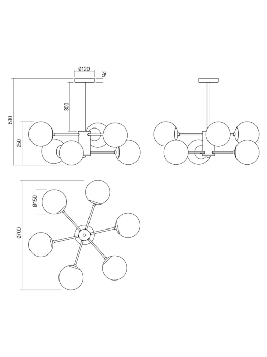 Lustra Mundi, champagne mat, 6x28W E14, 01-2943 [3]