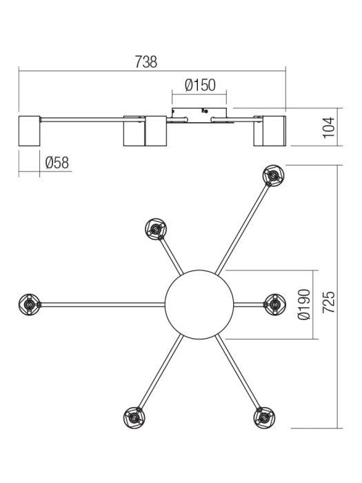 Plafoniera Noa, auriu mat, 6x10W GU10, 01-4051 [3]
