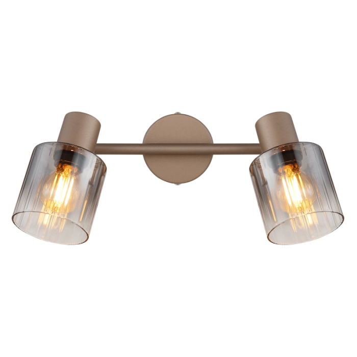 Plafoniera Walton, metal de culoare cafea, sticlă fumurie, 2x E27 [3]