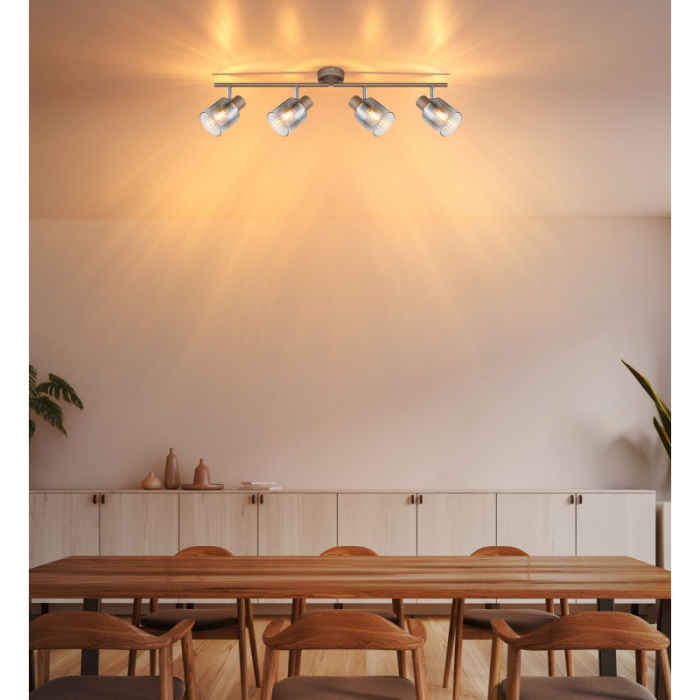 Plafoniera Walton, metal de culoare cafea, sticlă fumurie, 4x E27 [2]