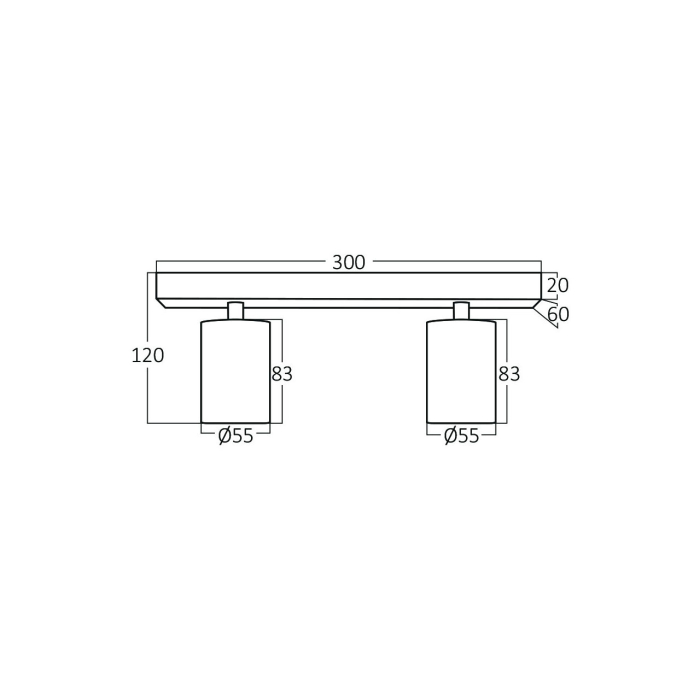 Spot aplicat, negru, 2x35W GU10, BH04-00821 [3]