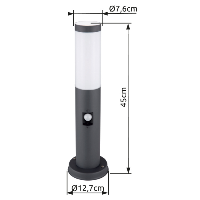 Stalp de exterior Boston, cu senzor, oțel inoxidabil antracit, IP44, 1xE27 [4]