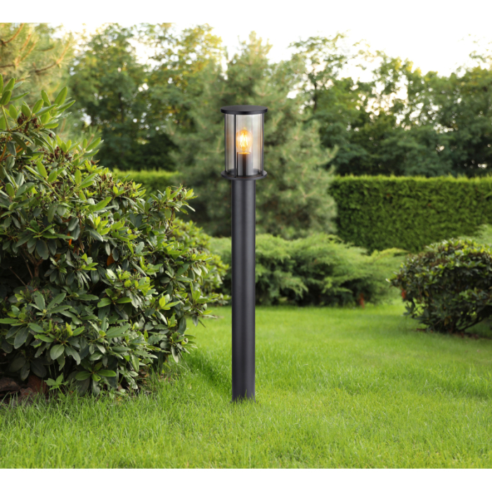 Stalp de exterior Gracey, oțel inoxidabil negru mat, sticlă de culoare fumurie, tije metalice negru mat, IP54 1xE27 [2]
