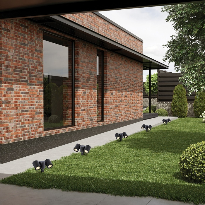 Stalp de exterior ornamental Riad, negru, 2xGU10 [2]