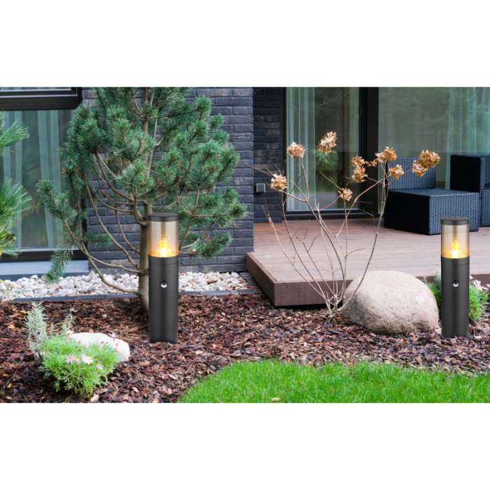 Stalp de exterior Xeloo, oțel inoxidabil negru mat, cu senzor, IP44, 1xE27 [2]
