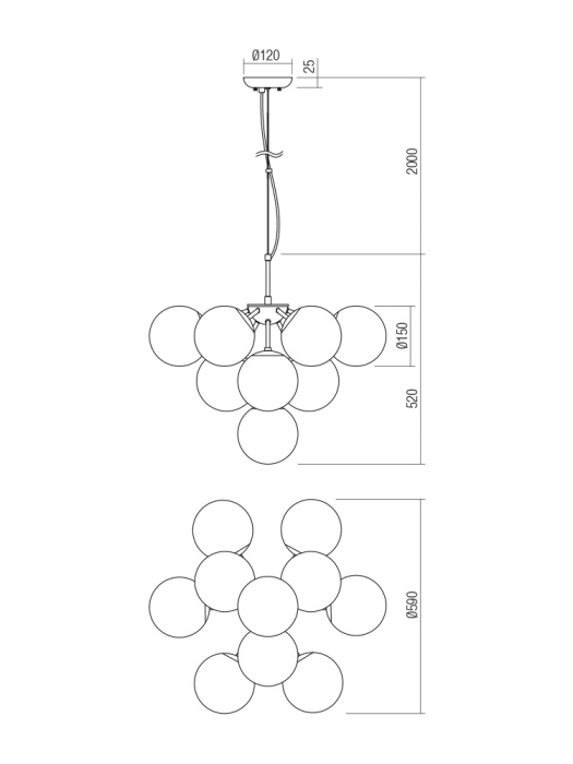 Suspensie Agape, negru fumuriu, 10x28W E14, 01-2941 [2]