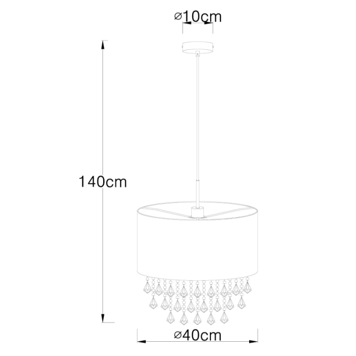 Suspensie Amy I, nichel satin, plastic, textil argintiu, finisaj acril satinat, inclusiv suspensie, cristale din plastic transparent, 1xE27 [4]
