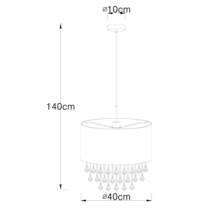 Suspensie Amy,  nichel satin, plastic, textil auriu, finisaj acril satinat, cristale plastice clare, 1xE27 [4]
