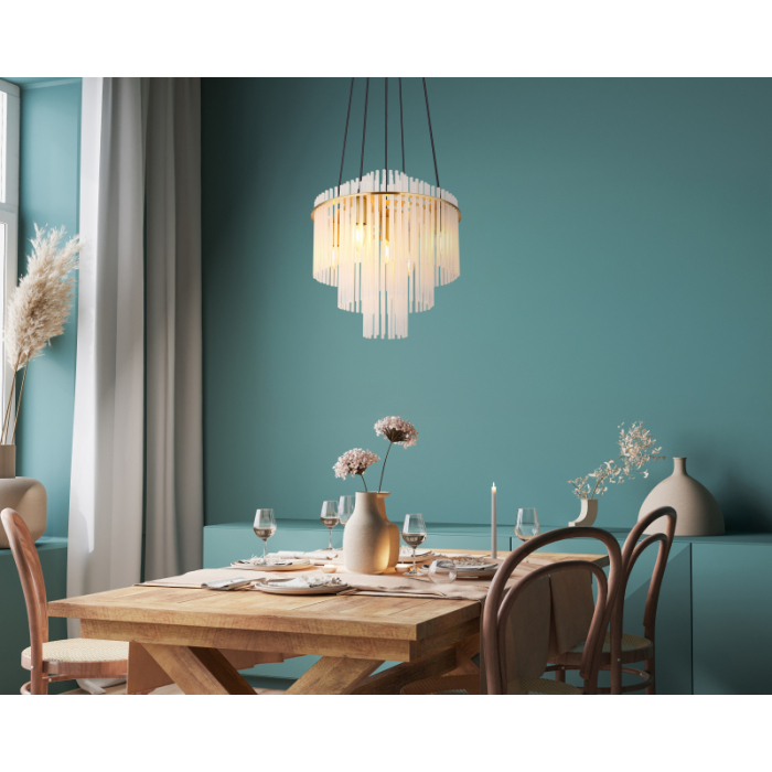 Suspensie Gorley, metal auriu mat/tije din sticla, 5xE14, max 40w [2]