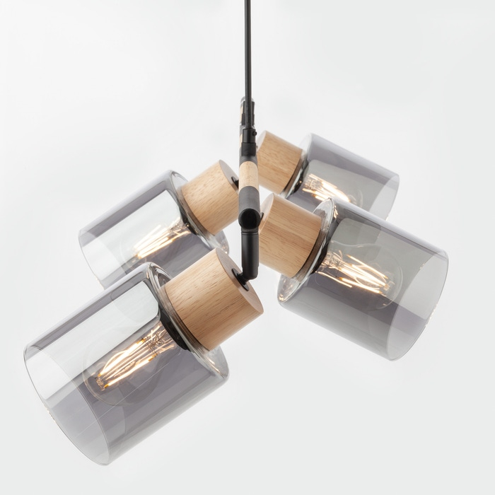 Suspensie Hansen, negru mat/lemn, 4x42W E27, 04-530 [3]