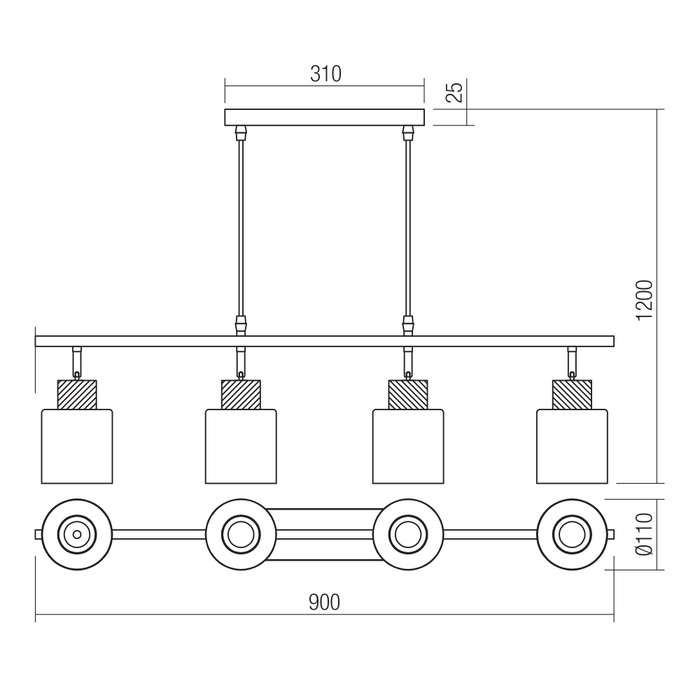 Suspensie Hansen, negru mat/lemn, 4x42W E27, 04-530 [4]