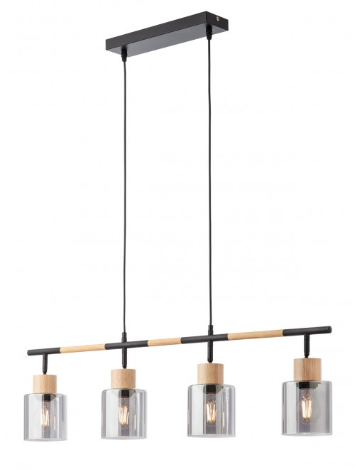 Suspensie Hansen, negru mat/lemn, 4x42W E27, 04-530 [1]