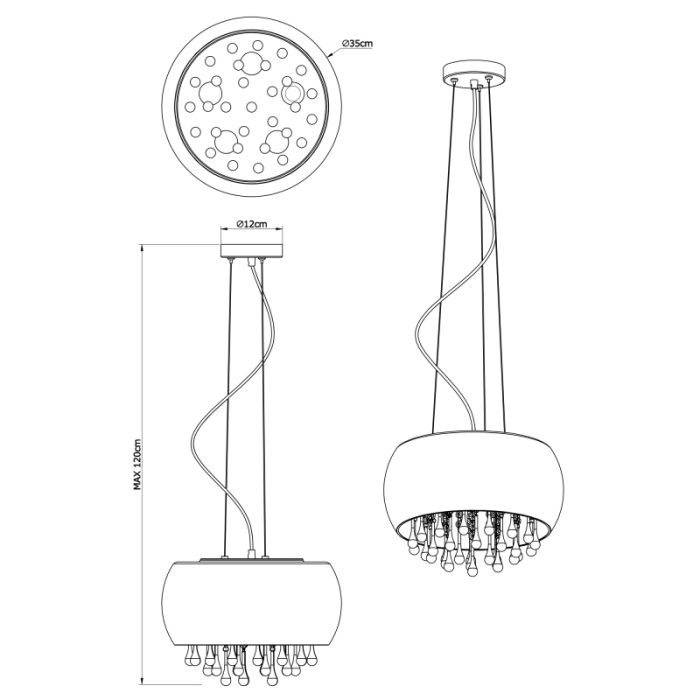 Suspensie Kalla, cromată, sticlă fumurie, cristale de sticlă transparente, 5xE14 [4]