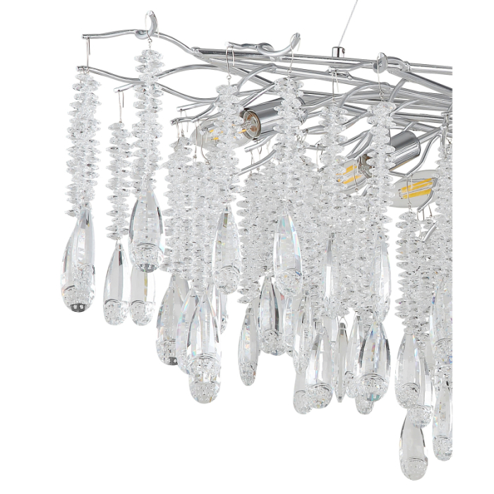 Suspensie Kinga, metal argintiu, cristale de sticlă transparente, 12xE14 [3]