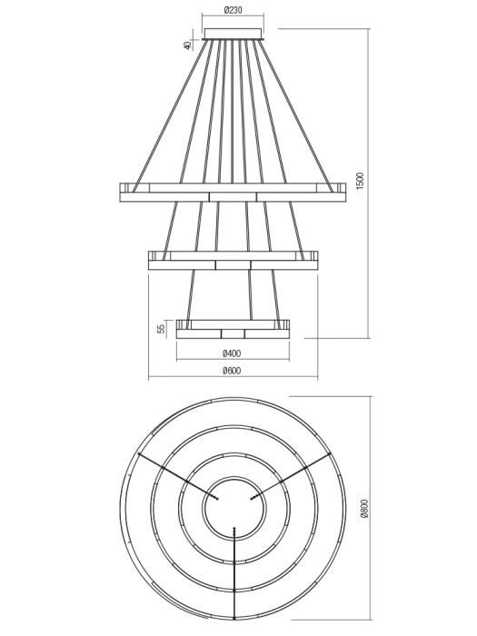 Suspensie LED Castle, negru mat, 80W 01-3182 [2]