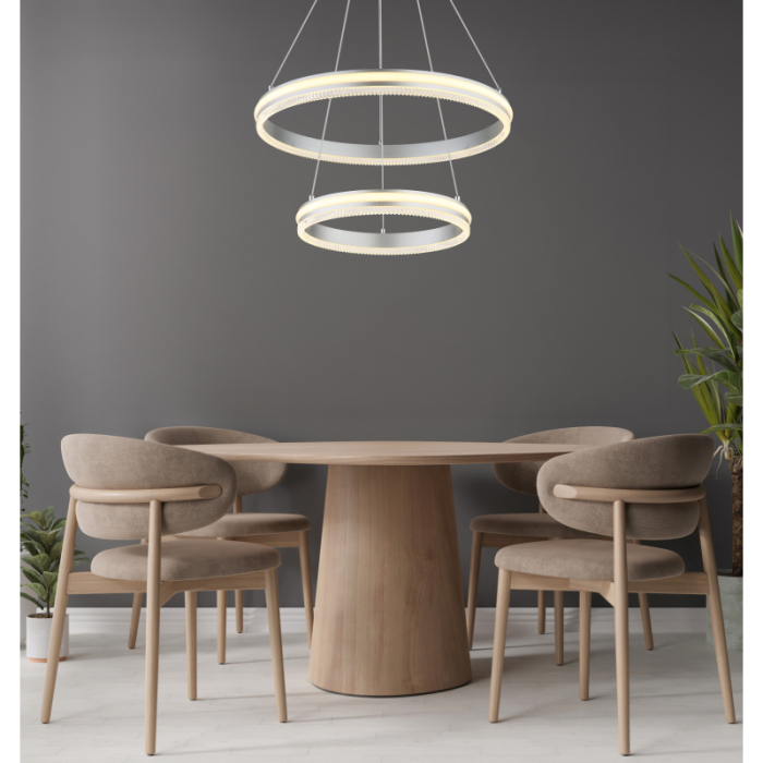 Suspensie LED Francine, metal argintiu, acril transparent, 60W CCT2700-6000K [2]