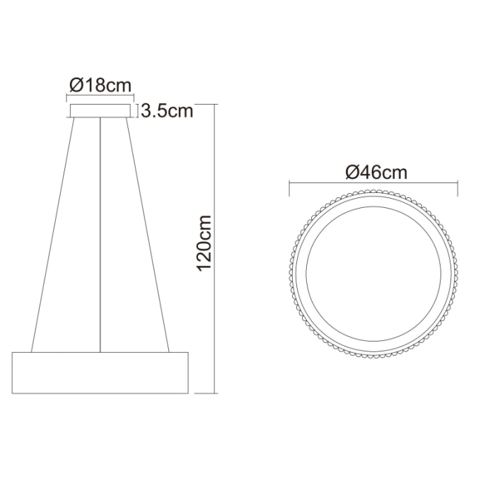 Suspensie LED Kemp, metal negru mat, acril alb, 45W CCT2700/4000/6000K [4]