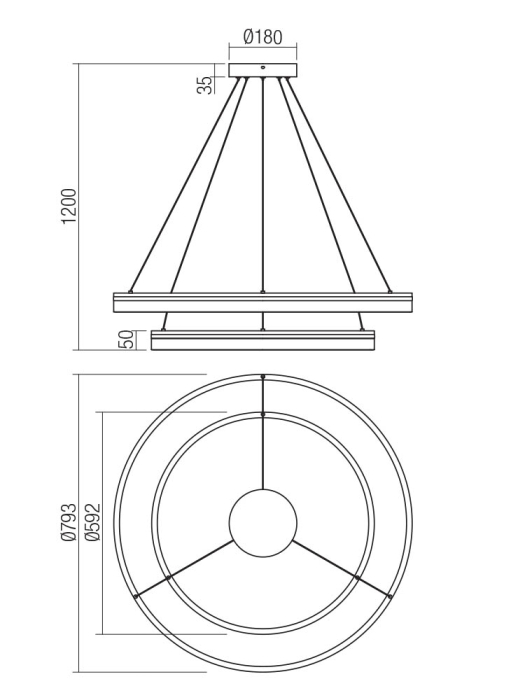 Suspensie Led Valdis 76W, negru mat, 01-3785 [2]