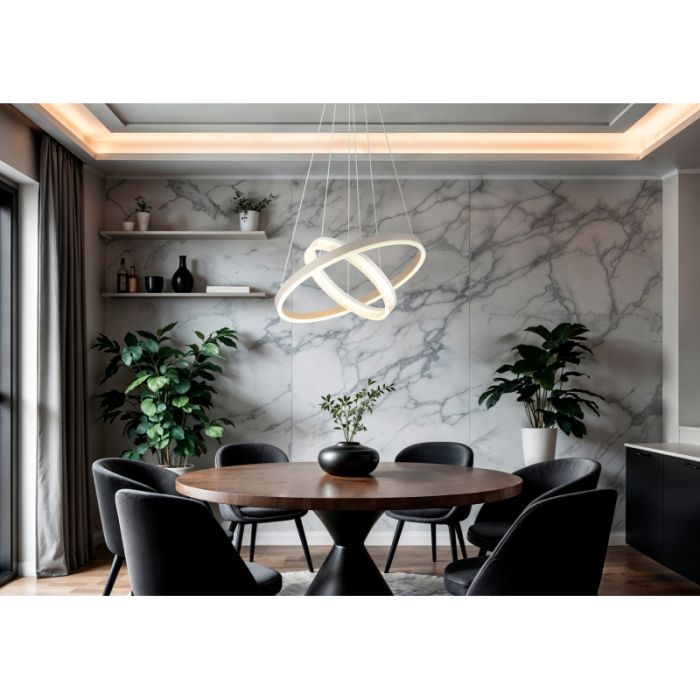 Suspensie LED Zara, metal alb mat, metal de culoare nisip, plastic alb, plastic transparent, 30W 3000K [2]