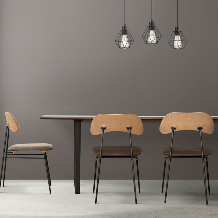Suspensie, negru mat/lemn, 3x23W E27, BV02-00023 [2]