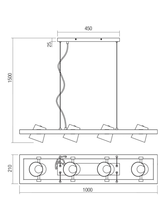 Suspensie Oaker, metal/lemn, 4x28W E14, 01-3497 [3]