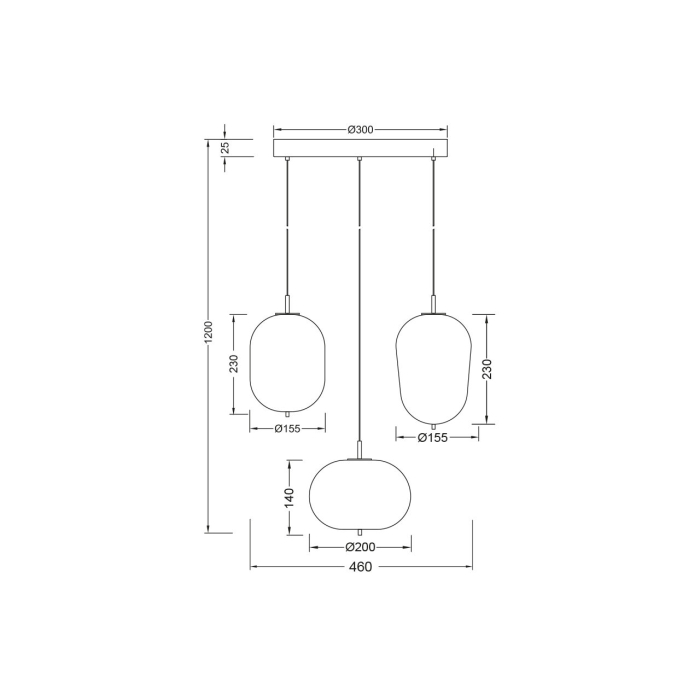 Suspensie/Pendul, alb mat, 3x23W E14 BV01-00106 [4]
