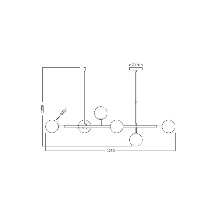 Suspensie/Pendul, negru mat/sticla, 6x10W G9, BV01-00121 [4]