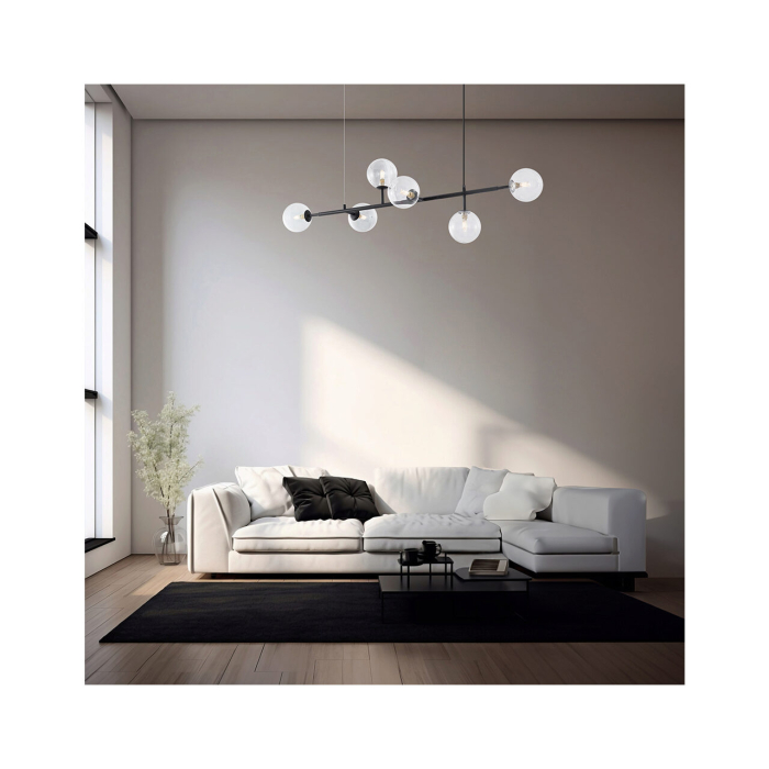 Suspensie/Pendul, negru mat/sticla, 6x10W G9, BV01-00121 [2]