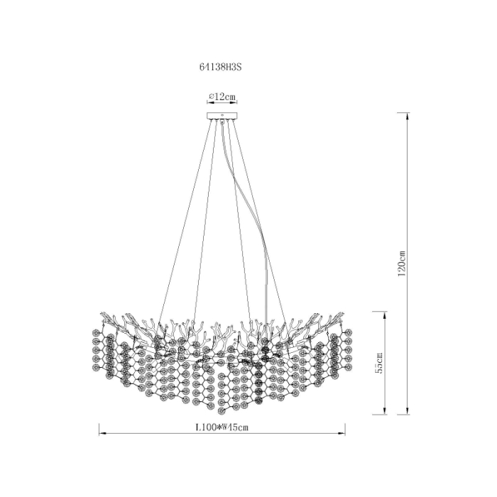 Suspensie Queena, metal în culoare argintiu mat, cristale de sticlă în culori fumurii și transparente, 10xE14 [3]