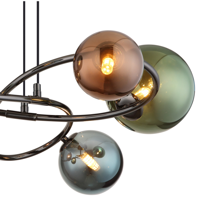 Suspensie  Riha, metal gri mat, sfere de sticlă, 6xG9 [3]