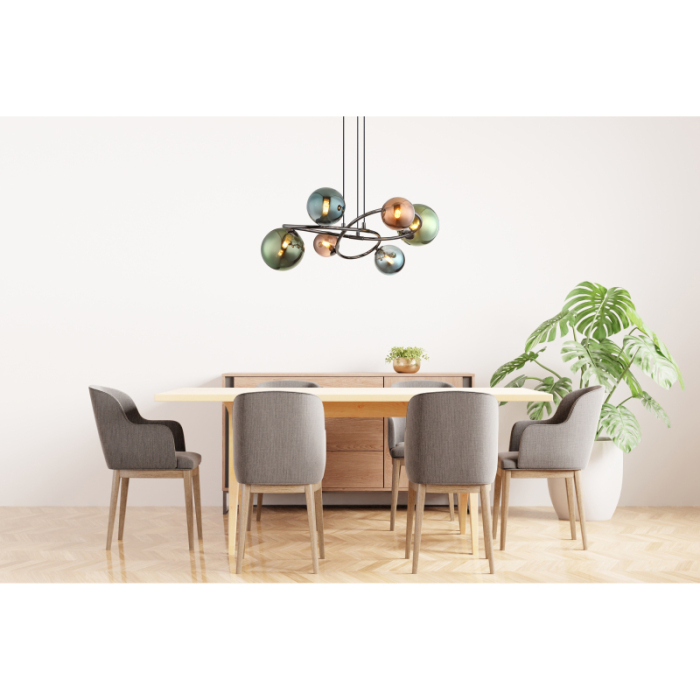 Suspensie  Riha, metal gri mat, sfere de sticlă, 6xG9 [2]