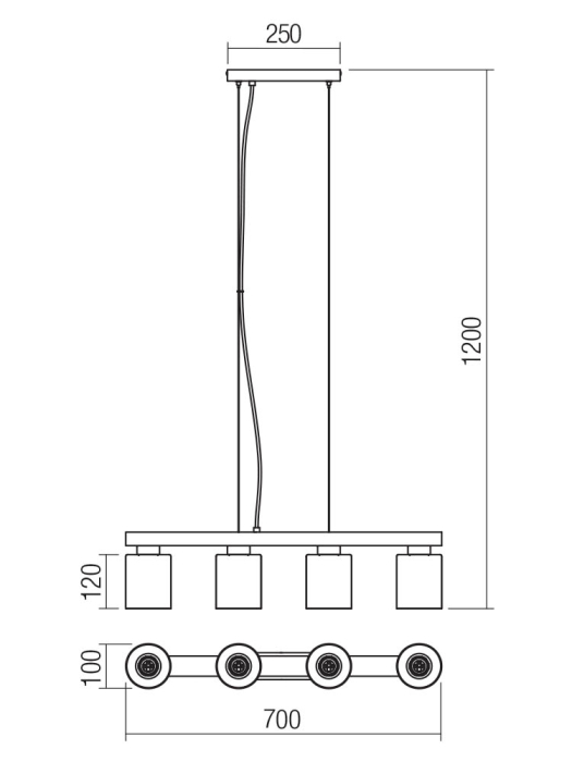 Suspensie Rotis, negru mat/lemn, 4x15W E27, 01-3986 [3]