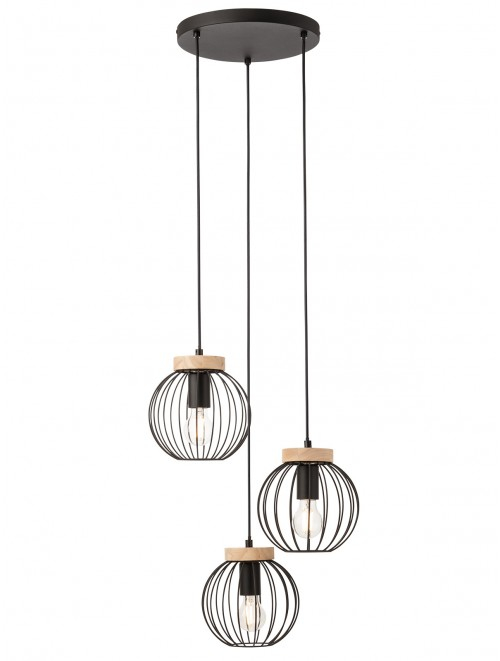 Suspensie Trellis, negru/lemn, 3x42W E27, 01-3137 [1]