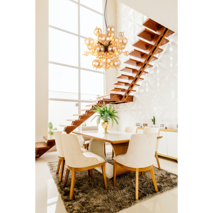 Suspensie Udo, negru/sticla chihlimbar, 6xE14, D55cm [2]