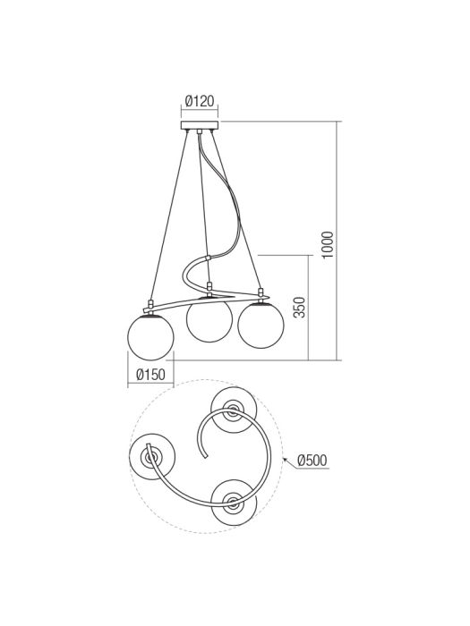 Suspensie Volley, negru mat, 3x28W E14, 01-2716 [2]