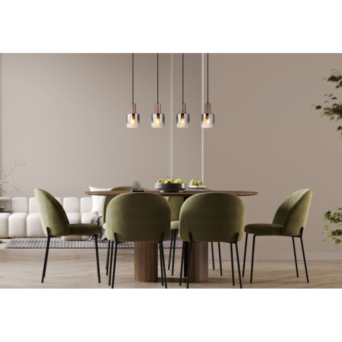 Suspensie Walton, metal de culoare cafea, sticlă fumurie,  4x E27 [2]
