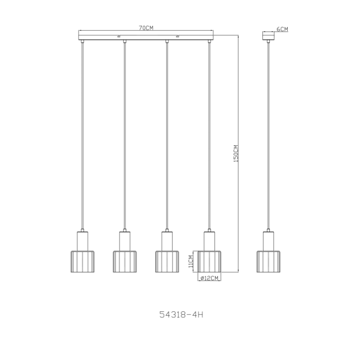 Suspensie Walton, metal de culoare cafea, sticlă fumurie,  4x E27 [4]