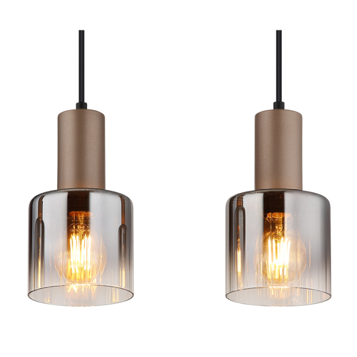 Suspensie Walton, metal de culoare cafea, sticlă fumurie,  4x E27 [3]