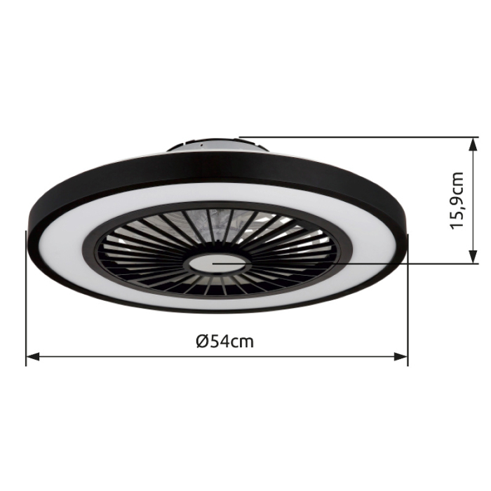 Ventilator de tavan LED Blizzak,  metal negru/plastic mat/alb, 45W CCT 3000-6500K [6]