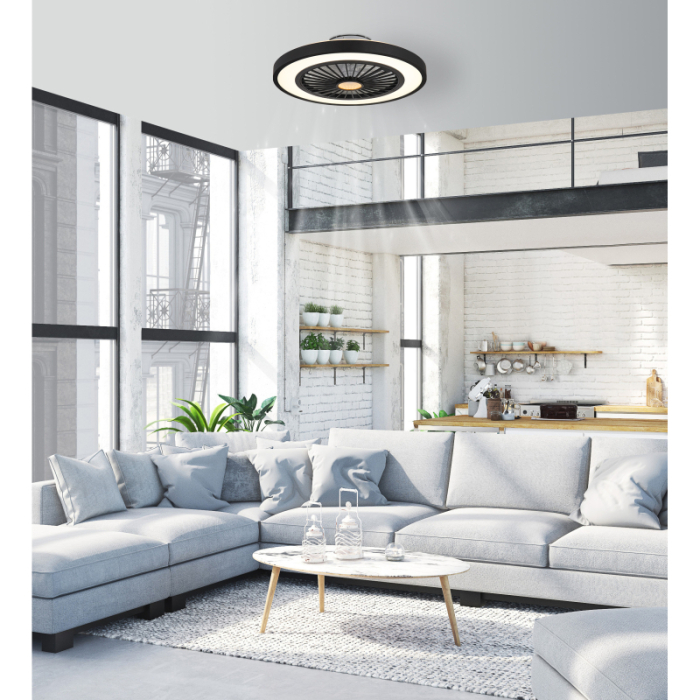 Ventilator de tavan LED Blizzak,  metal negru/plastic mat/alb, 45W CCT 3000-6500K [2]